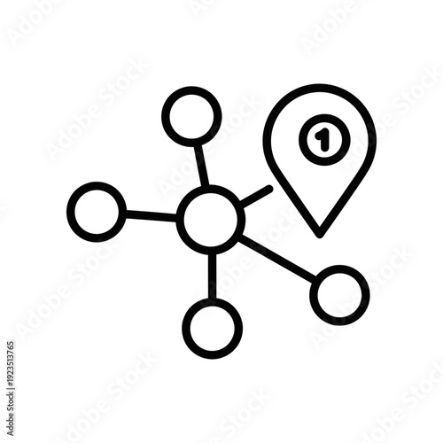 Clean and modern vector illustration of a family tree with a highlighted location pin, ideal for genealogy, ancestry, and mapping projects.