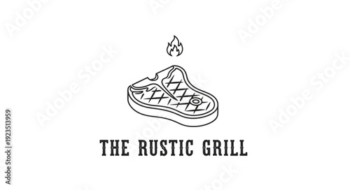 Rustic Grill Logo Design Illustration.