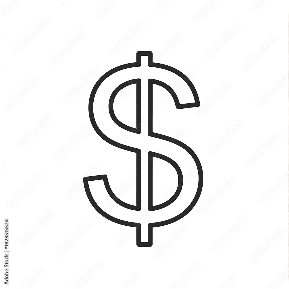 Obraz premium A simple black outline of a dollar sign on a white background