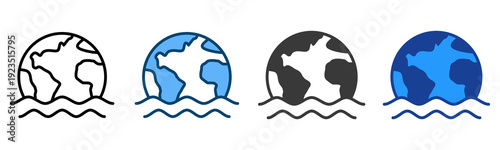 Ocean Icon Multiple Style Vector Collection   