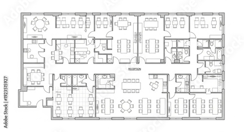 Detailed architectural blueprint showcasing the layout of a buildings interior spaces and design.