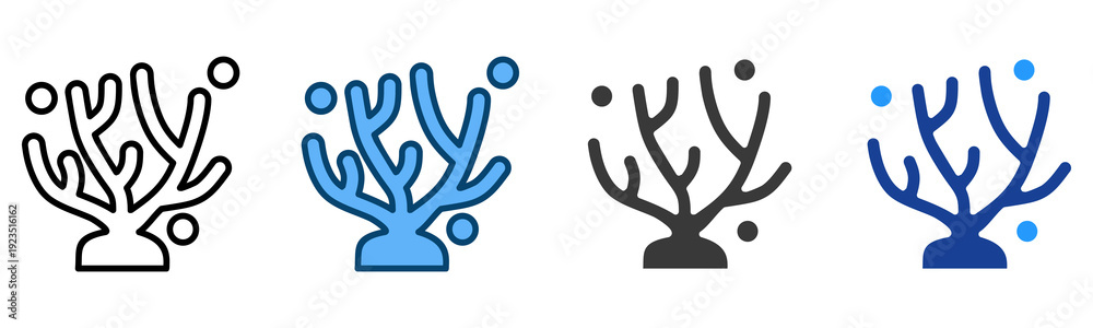 Obraz premium Coral Icon Multiple Style Vector Collection 