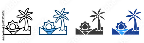 Beach Icon Multiple Style Vector Collection   