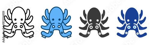 Octopus Icon Multiple Style Vector Collection   