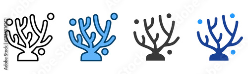 Coral Icon Multiple Style Vector Collection   