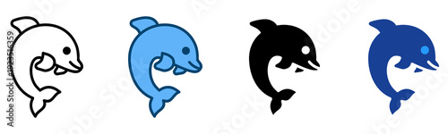 Dolphin Icon Multiple Style Vector Collection   