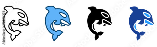 Orca Icon Multiple Style Vector Collection   