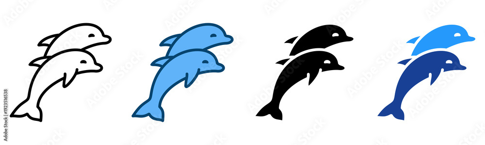 Obraz premium Dolphins Icon Multiple Style Vector Collection 