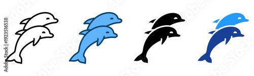 Dolphins Icon Multiple Style Vector Collection   