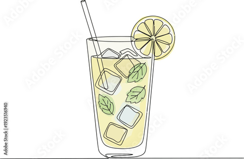Tall glass of lemonade with ice and a lemon slice isolated on white background
Mojito icon. Simple mojito icon for social media, app, and web design. Vector illustration

