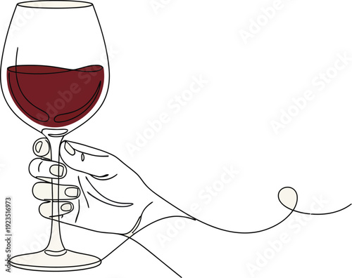 A hand is holding a glass of red wine isolated on white background 
