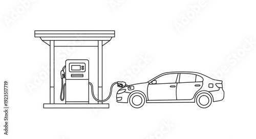 Electric Car Charging at Station.