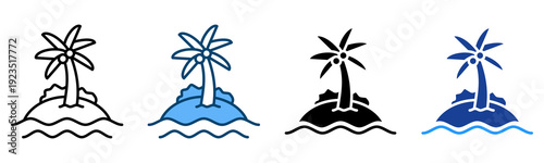 Island Icon Multiple Style Vector Collection   