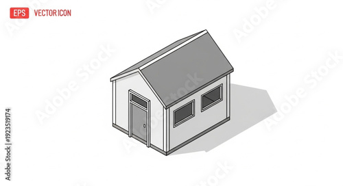 Simple Gray Shed with Windows.