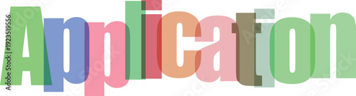 Application Word Text with Overlapping Colorful Transparent Letters