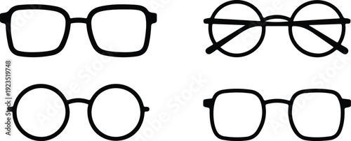 Eyeglasses Frames Outline Icons  Modern and Vintage Styles