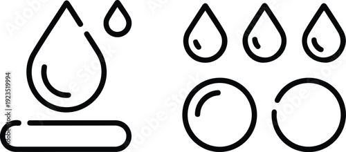 Water and Liquid Outline Icons Drops, Splashes, and Moisture