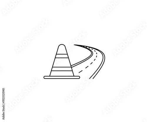 Road safety line icon. Transport and wayfinding outline symbol