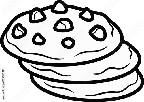 A simple black and white illustration of three stacked cookies