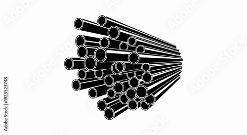 A bundle of black cylindrical tubes receding into the distance