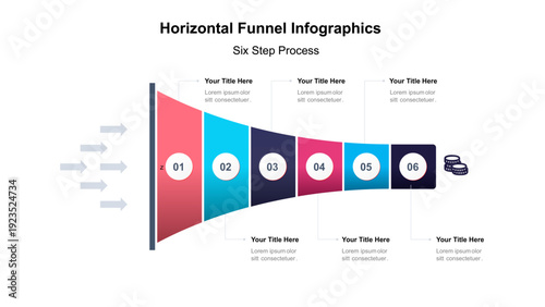 Sales and marketing funnel strategies info graphic template. Business Presentation