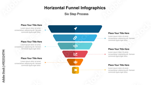 Sales and marketing funnel strategies info graphic template. Business Presentation