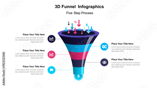 Sales and marketing funnel strategies info graphic template. Business Presentation