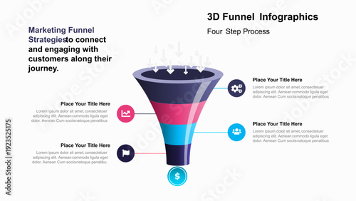 Sales and marketing funnel strategies info graphic template. Business Presentation