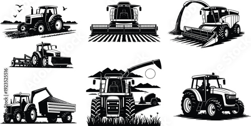 Outdoor street market silhouette with shoppers and vendor stall, urban fair scene vector illustration isolated on white background