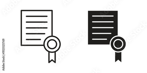 Certificate icon illustration isolated on White background, Vector icon Eps10.