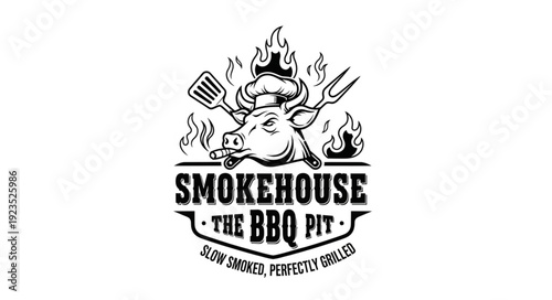 Smokehouse BBQ Pit Logo Illustration.