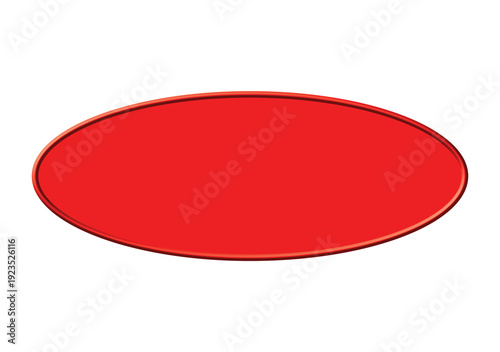 Glossy Red Oval Banner Isolated on White Background - 3D Ellipse Label for Offers and Sales