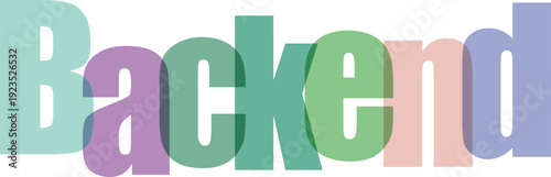 Backend Word Text with Overlapping Pastel Colors Vector Illustration