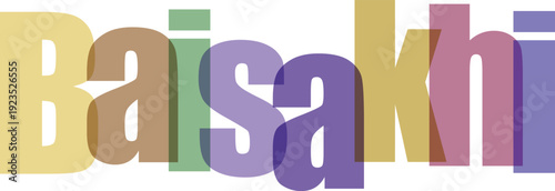 Baisakhi Multicolor Overlapping Text Vector Illustration