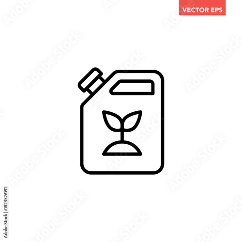 Black single plant fertilizer line icon, simple flat design vector pictogram, infographic interface elements for app logo web button ui ux isolated on white background