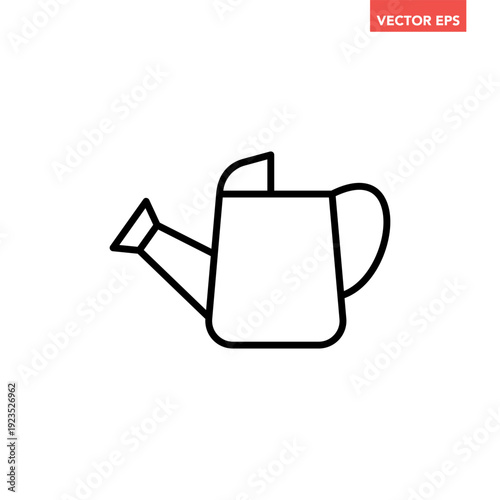 Black single watering can line icon, simple outdoor Horticulture flat design vector pictogram, infographic interface elements for app logo web button ui ux isolated on white background