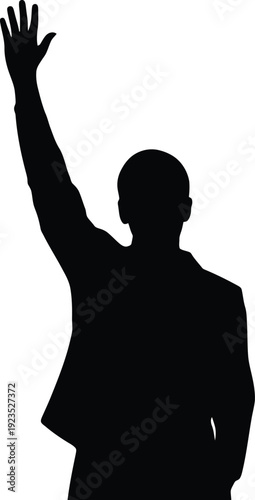 Man Raising Hand Silhouette Icon