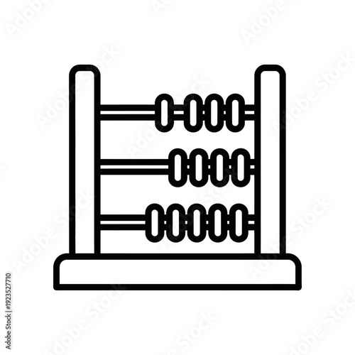 A minimalist illustration of an abacus with black outline on a white background, symbolizing calculation and mathematics.