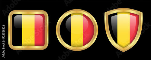 Belgium flag with golden frame isolated template collection