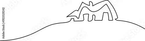 Elegant Continuous Line Art of a Family House – Minimalist Suburban Home Sketch in Black on White, Vector Illustration Highlighting Modern Simplicity and Architectural Flow