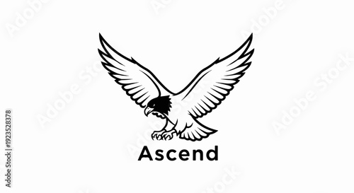 A black and white illustration of an eagle with outstretched wings above the word "Ascend