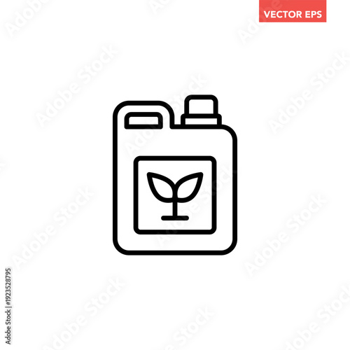 Black single plant fertilizer line icon, simple flat design vector pictogram, infographic interface elements for app logo web button ui ux isolated on white background