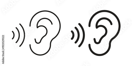 Ear icon illustration isolated on White background, Vector icon Eps10.