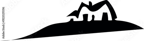 Minimalist Drawing of a Charming Suburban Family House – Continuous Line Art Style with Black Outline on White Background, Detailed Vector Illustration for Design and Decor Projects