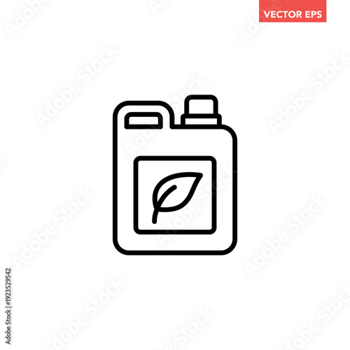 Black single plant fertilizer line icon, simple flat design vector pictogram, infographic interface elements for app logo web button ui ux isolated on white background