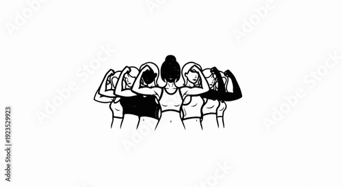A group of women flexing their muscles together