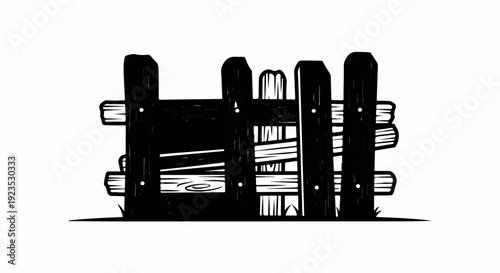 A rustic wooden fence with vertical posts and horizontal planks