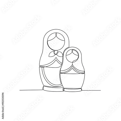 Traditional Russian matryoshka dolls in simple line art design  