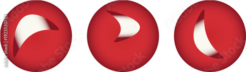 Set of Shiny, Glossy 3D Red Balls in Multiple Colors – Realistic Spheres with Shadows on White Background, Perfect Vector Illustration for Design Projects