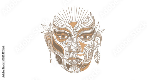 Maori Tribal Face Illustration Art Design.